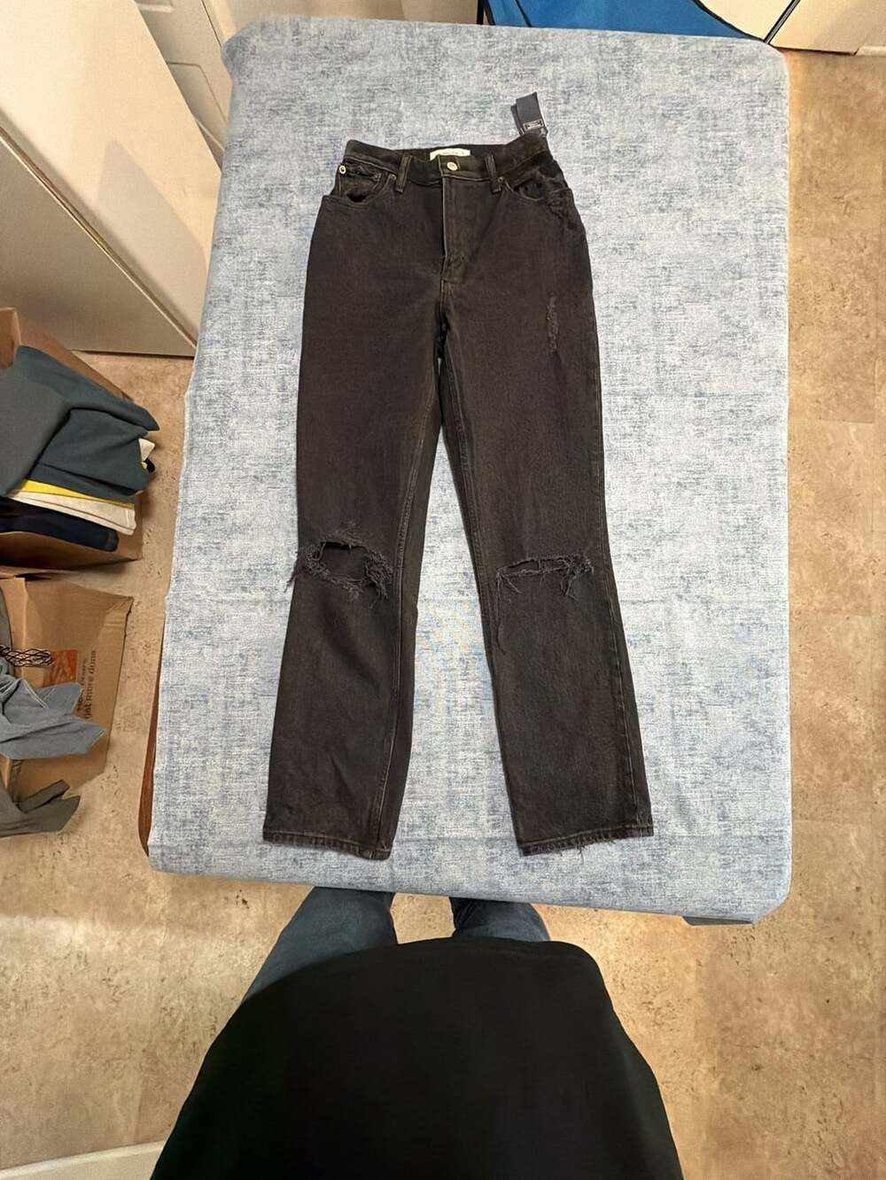 Abercrombie Fitch 90s Straight Ultra High Rise Curve Love Black Jeans Size 25